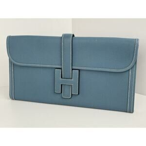 Hermes Jige Elan Clutch Swift 29 Blue Leather